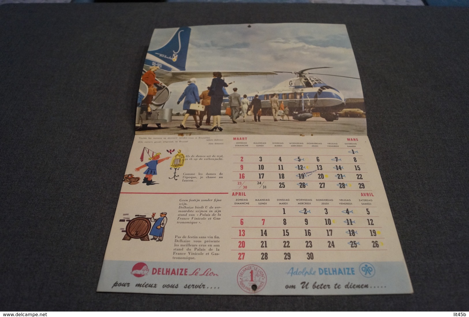 RARE,Expo 58 Bruxelles,superbe Calendrier Delhaize,complet,25 Cm. Sur 17 Cm,collection - Grand Format : 1941-60