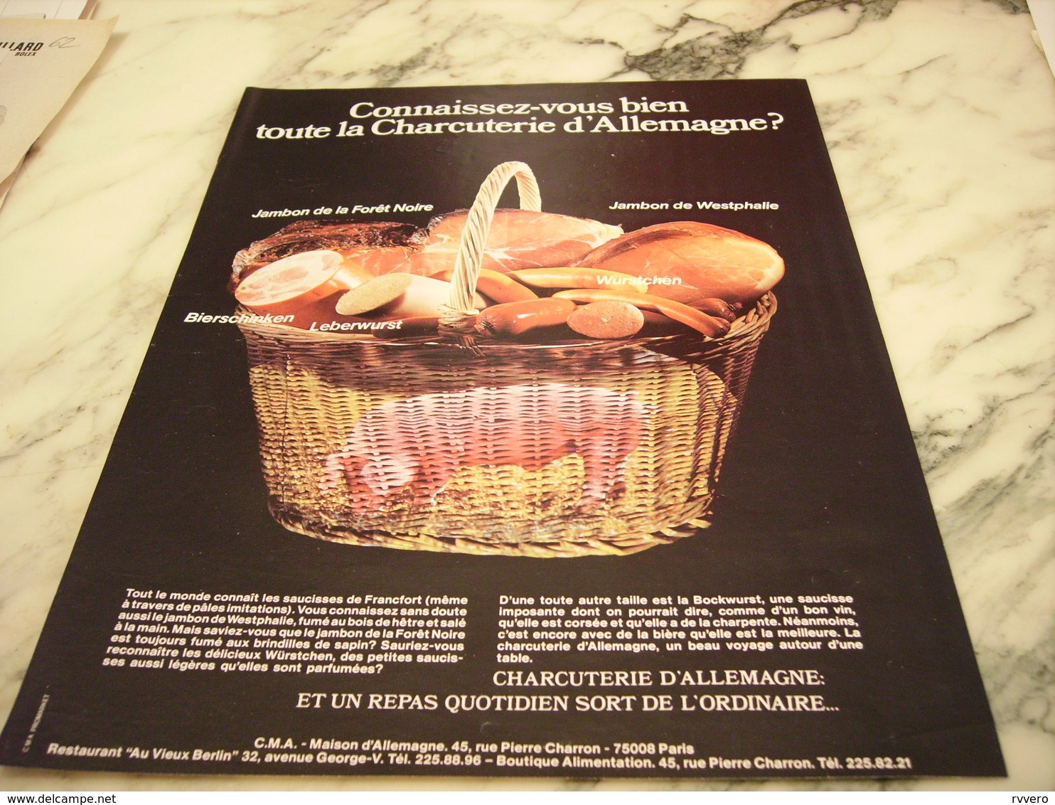 ANCIENNE AFFICHE CONNAISSEZ VOUS LA CHARCUTERIE D  ALLEMAGNE - Affiches