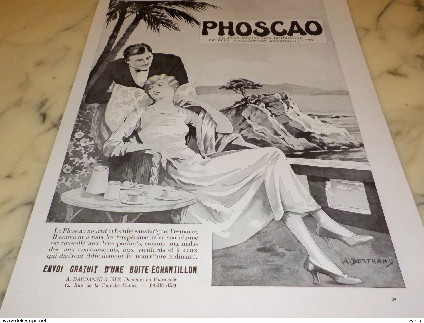 ANCIENNE PUBLICITE DEJEUNER PHOSCAO A LA MER 1931 - Affiches