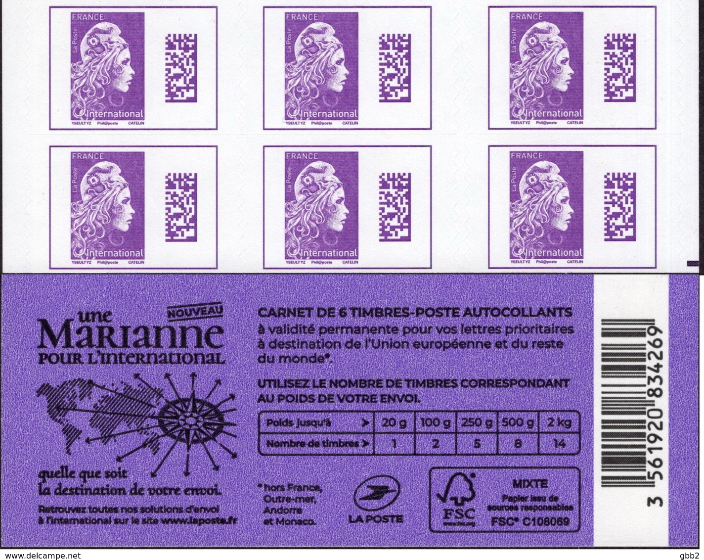 CARNET Marianne De YSEULT YZ "UNE MARIANNE POUR L'INTERNATIONAL" Avec R.E. à Droite. Produit Très RARE. - Carnets