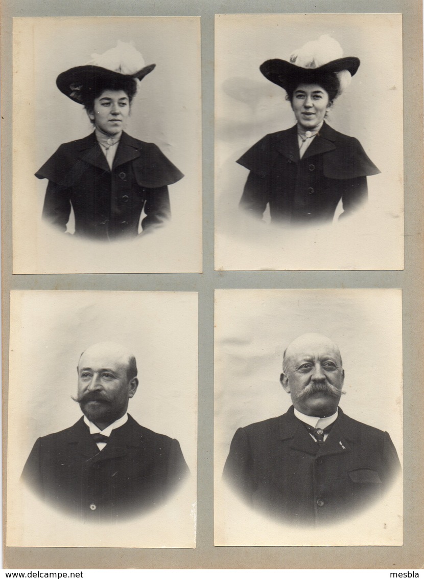 4 Photos Anciennes - Portraits De Famille  -  Gérant Du Comptoir Des Ardoises D'Anjou - Rénazé - Famille Fourcault -Pré - Personnes Anonymes