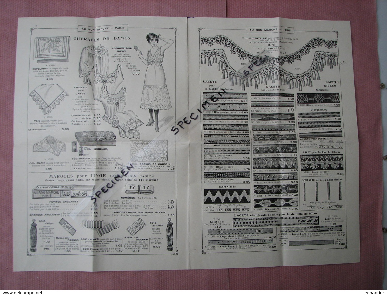 Au Bon Marché 1919  A. Boucicaut Paris  Doc. Dentelles, Carrés Et Bandes, Lettres à Broder  Ect.. - Dentelles Et Tissus