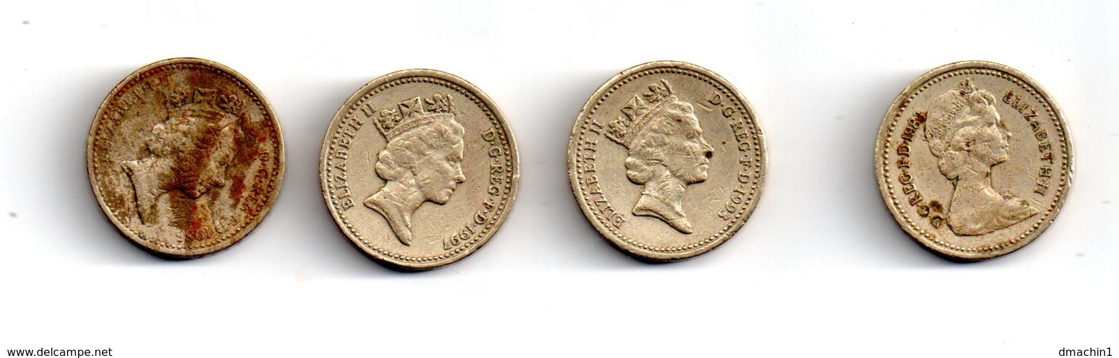 Un Lot De 4 Pièces De One Pound -England-voir état - Vrac - Monnaies