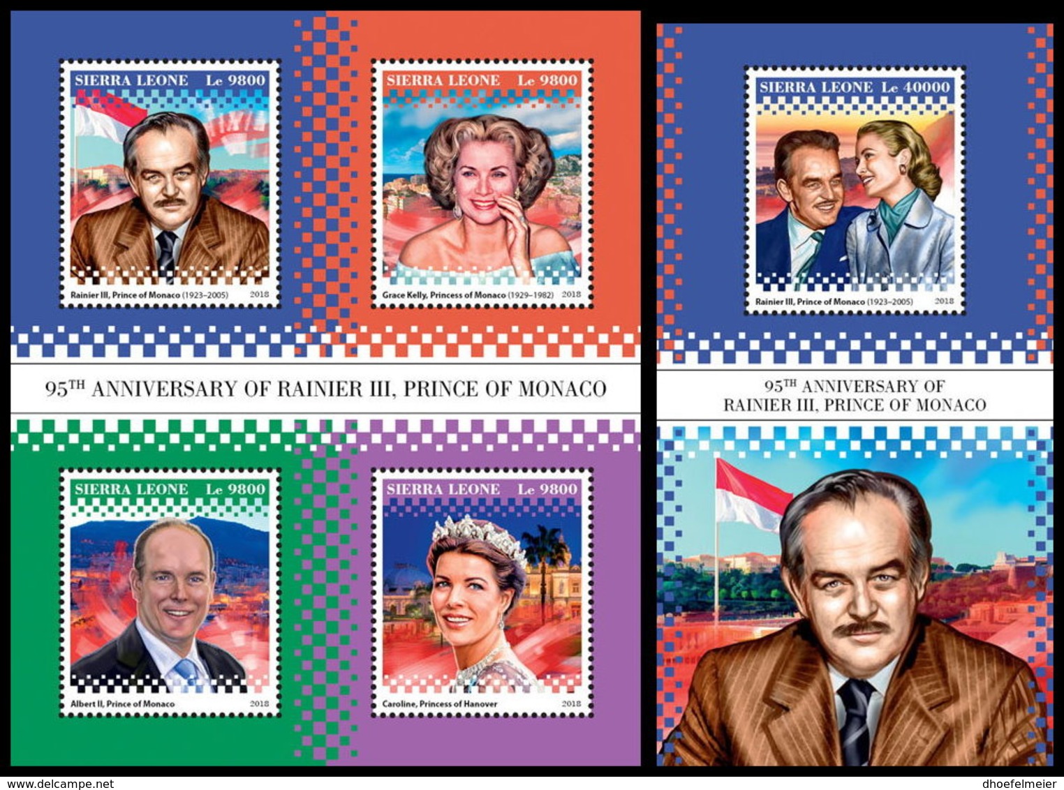 SIERRA LEONE 2018 **MNH Rainier III. Prince Of Monaco Grace Kelly M/S+S/S - IMPERFORATED - DH1852 - Royalties, Royals