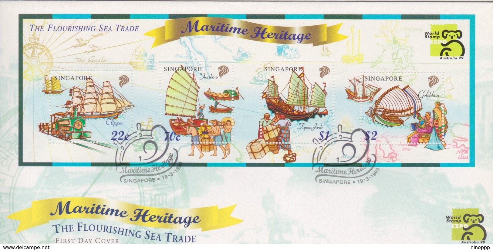 Singapore 1999 Maritime Heritage Miniature Sheet FDC - Singapore (1959-...)