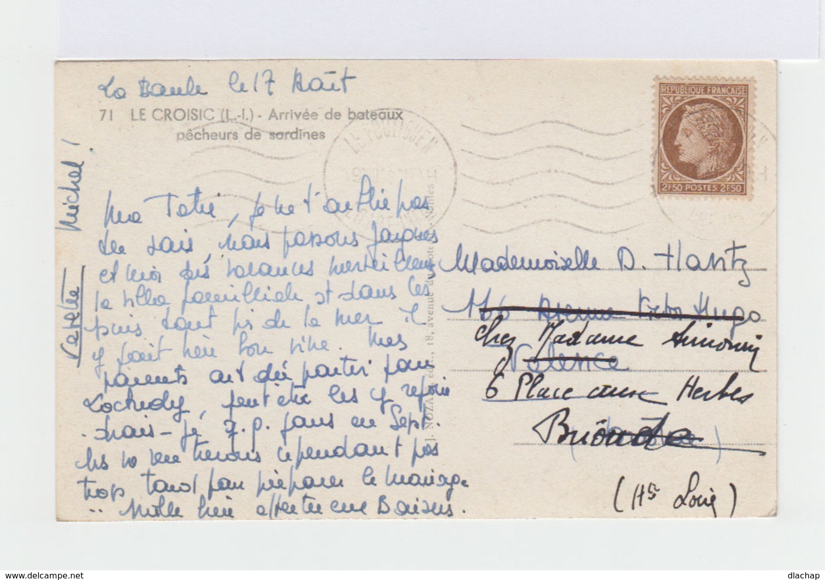 Sur Carte Postale Type Céres De Mazelin CAD Le Poulguen. (1001t)1001 - 1921-1960: Période Moderne