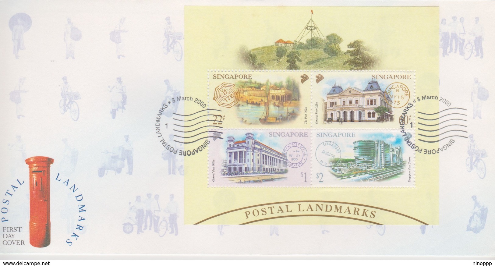 Singapore 2000 Postal Landmarks Miniature Sheet FDC - Singapore (1959-...)