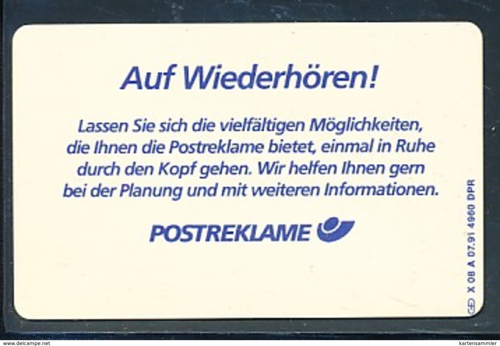 GERMANY Dummy - X 08 A  91   -siehe Scan - X-Series: Werbeserie Mit Eigenwerbung Der Dt. Postreklame GmbH