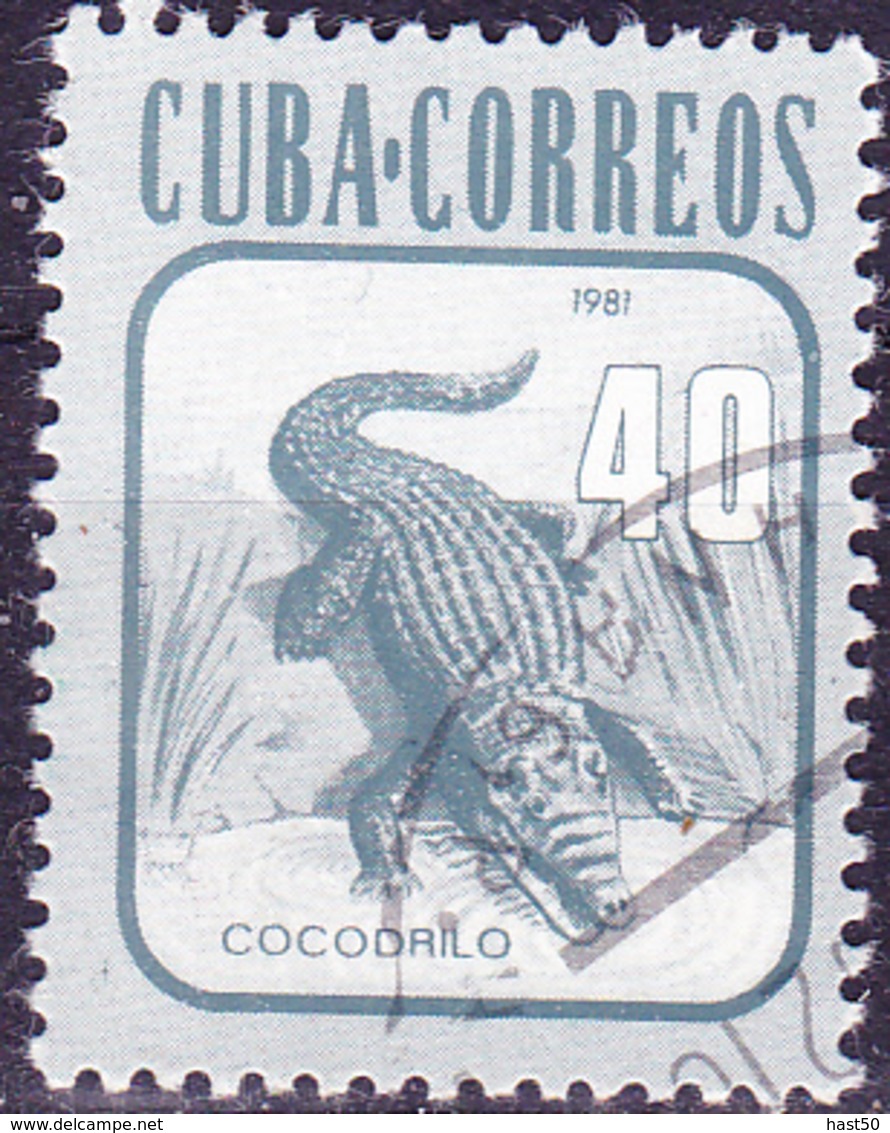 Kuba Cuba - Rautenkrokodil (Crocodylus Rhombifer) (Mi.Nr.: 2611) 1981 - Gest Used Obl - Usati