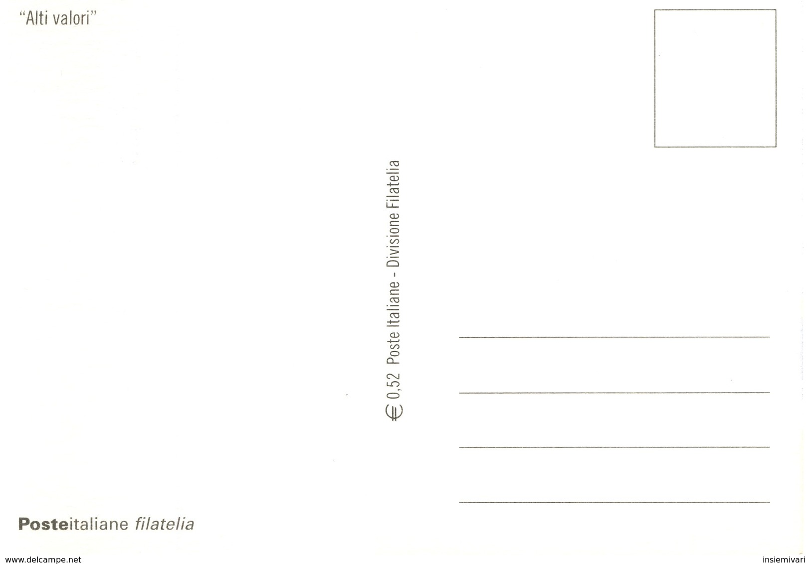 FDC Cartolina Postale Italia Repubblica 2002 - Alti Valori Euro 6,20. - FDC