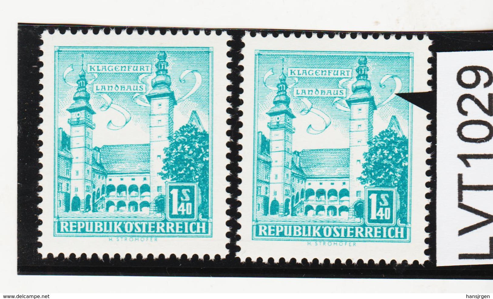 LVT1029 ÖSTERREICH 1960 Michl 1046 PLATTENFEHLER FARBSTRICH NEBEN VERZIERUNG Mit VERGLEICHSTÜCK ** Postfrisch - Errors & Oddities