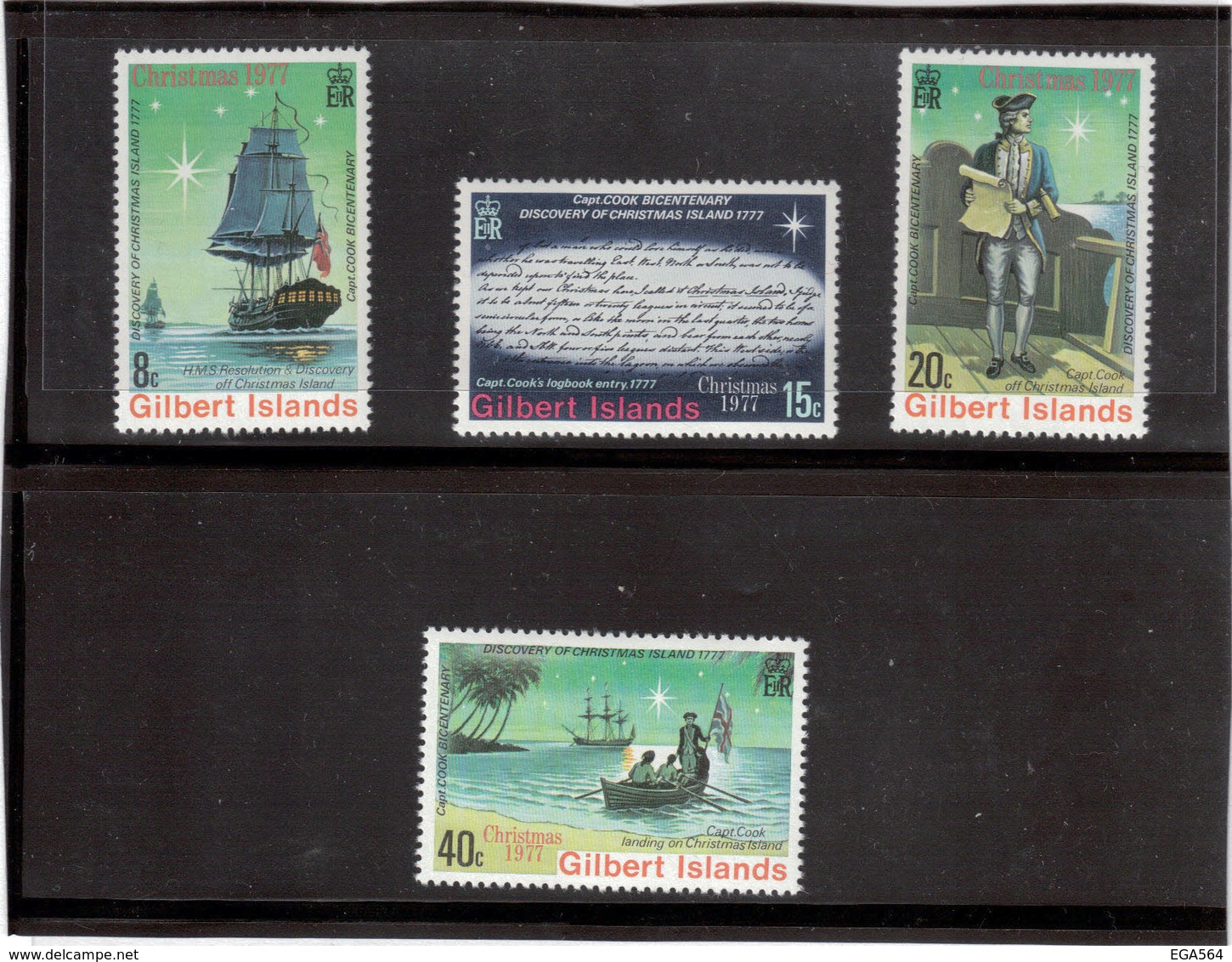 B 15 - Gilbert Islands 48/51 **MNH De 1977 - JAMES COOK - RESOLUTION Et DISCOVERY à CHRISTMAS ISLAND - Autres - Océanie