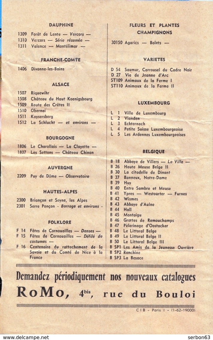 RARE VISIONNEUSE LES EDITIONS ROMO COULEURS ET RELIEF NOUVEAUTÉS DES ANNÉES AVEC NOTICES 1961-1962 - SITE serbon63
