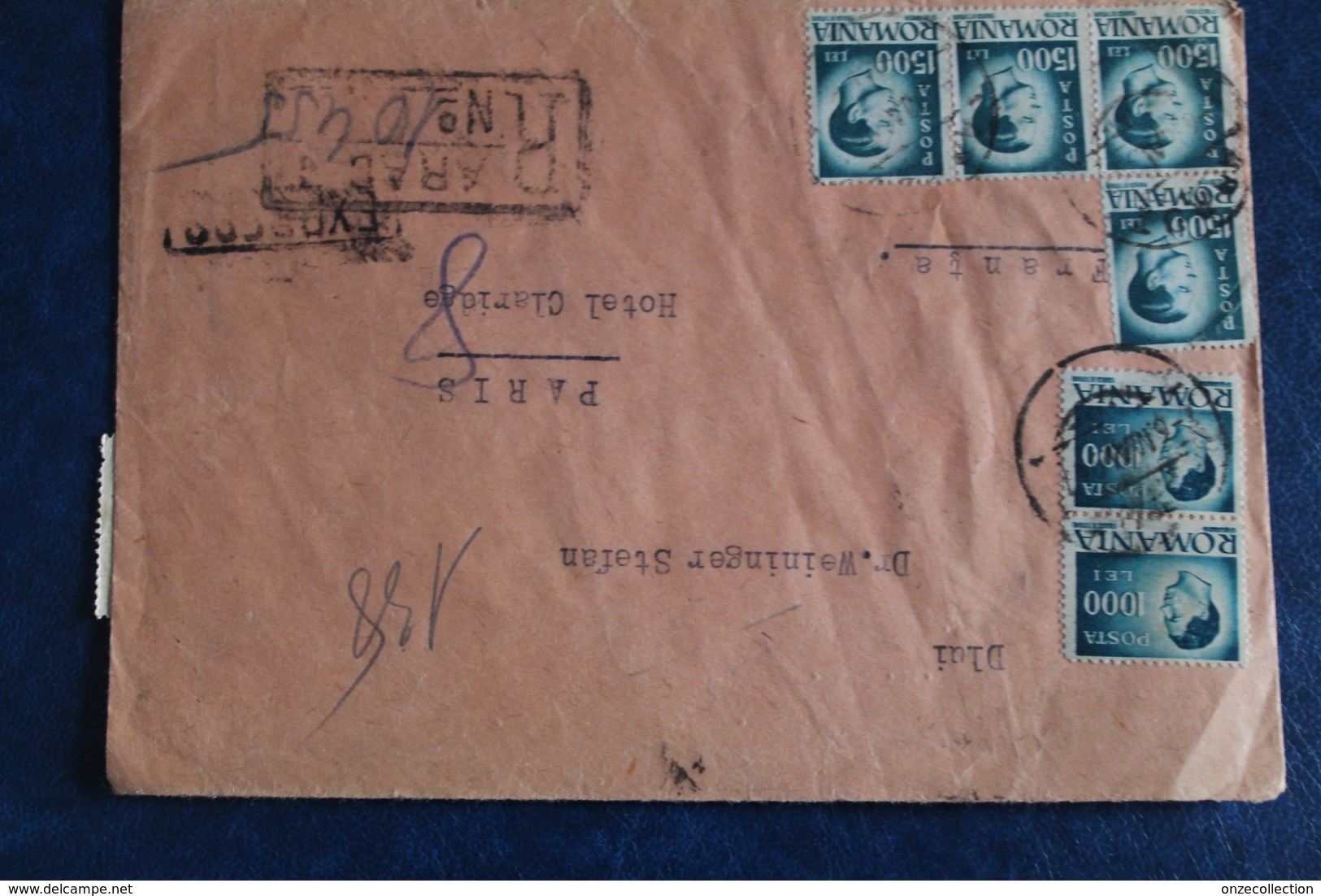 194.    47  TIMBRES  SUR  UNE  ENVELOPPE        POUR  PARIS         2  PHOTOS - Lettres & Documents