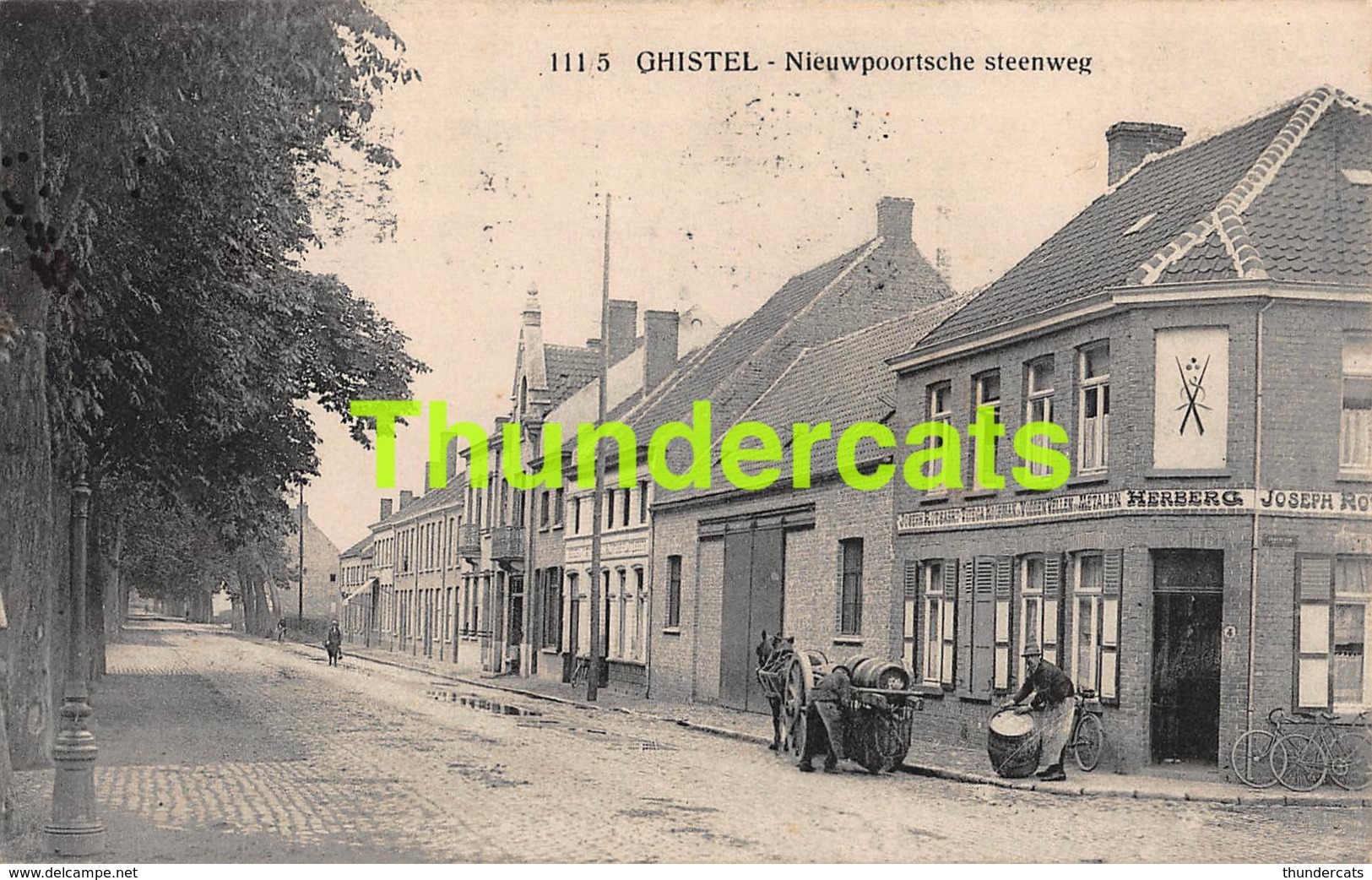 CPA GISTEL GHISTEL GHISTELLES NIEUWPOORTSCHE STEENWEG HERBERG  ( BRASSERIE ATTELAGE ) - Gistel