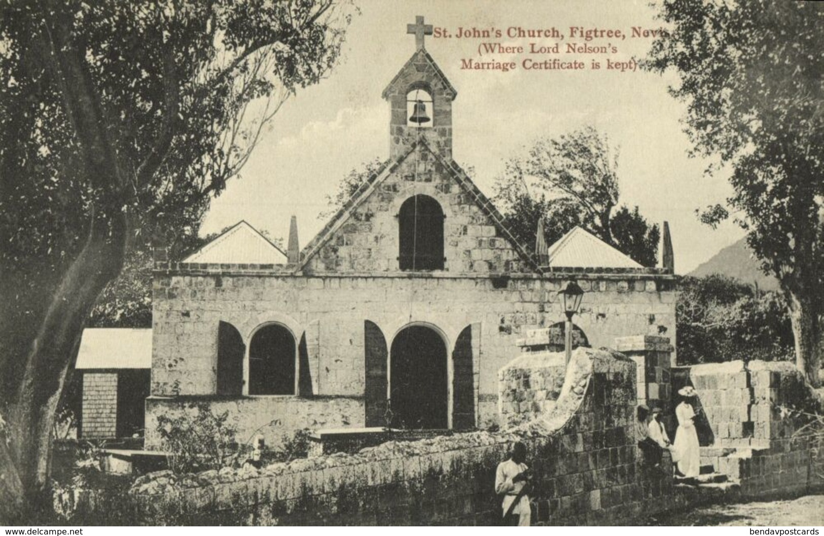 Leeward Islands, NEVIS W.I., St. John Church "Figtree" (1899) Postcard - Saint Kitts E Nevis