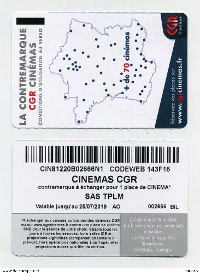 2 French Cinema Entrance Tickets - 2 Tickets De Cinéma CGR - 2 Images - Recto Et Verso Visibles - Tickets D'entrée