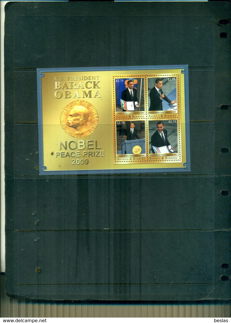 ANTIGUA BARACK OBAMA PRIX NOBEL POUR LA PAIX 2009 4 VAL NEUFS A PARTIR DE 1 EURO - Antigua Et Barbuda (1981-...)