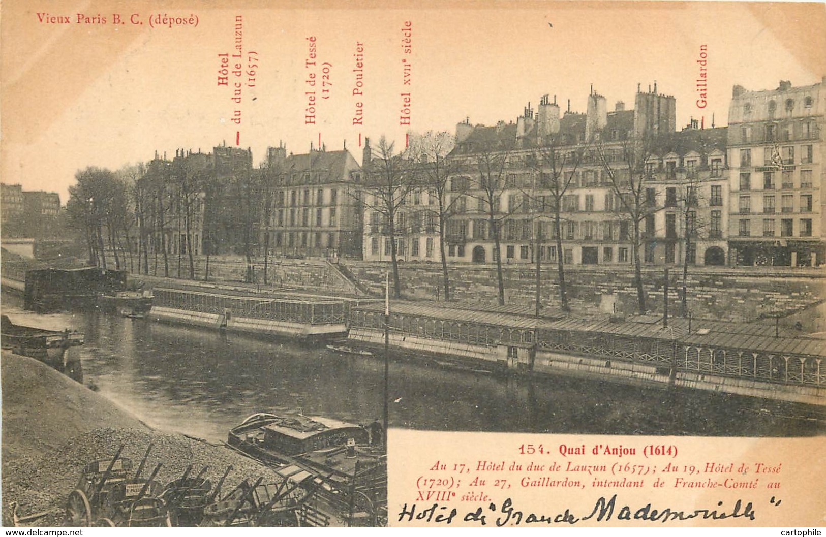 75 - VIEUX PARIS BC - Quai D'Anjou - Lots, Séries, Collections