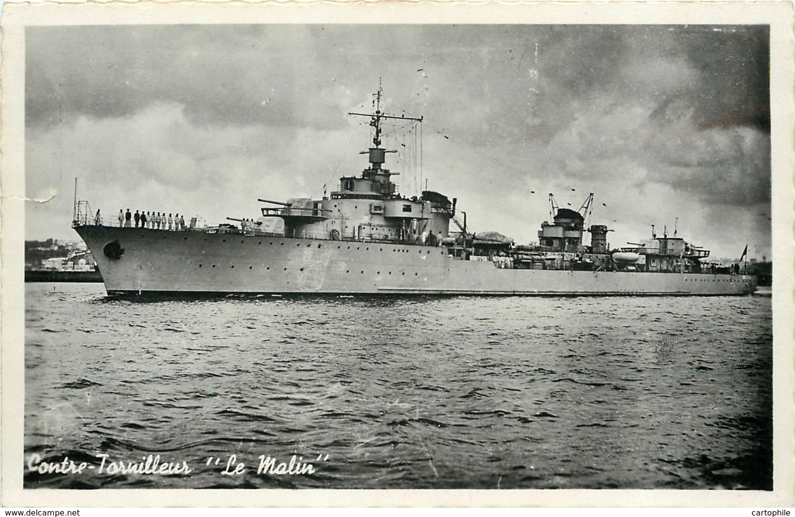 Bateau De Guerre Contre Torpilleur Le Malin - Cherbourg En 1947 - Voir Correspondance - Guerre