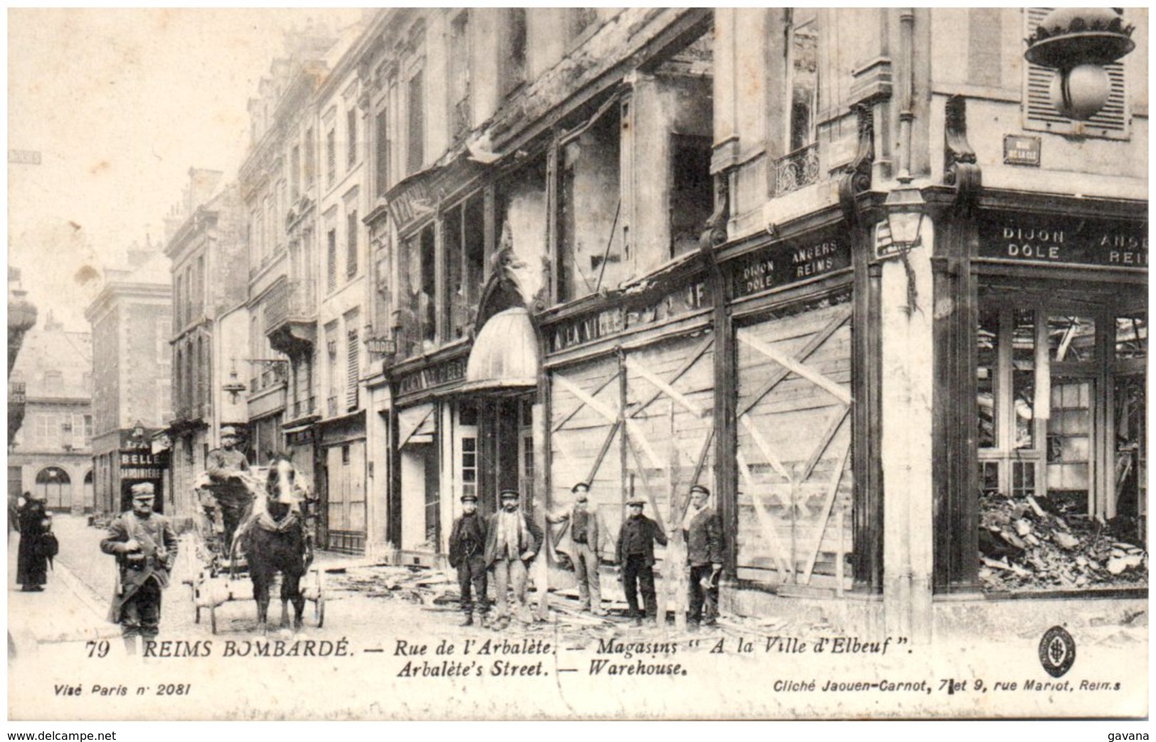 51 REIMS BOMARDE - Rue De L'Arbalète - Magasins "A La Ville D'Elbeuf" - Reims