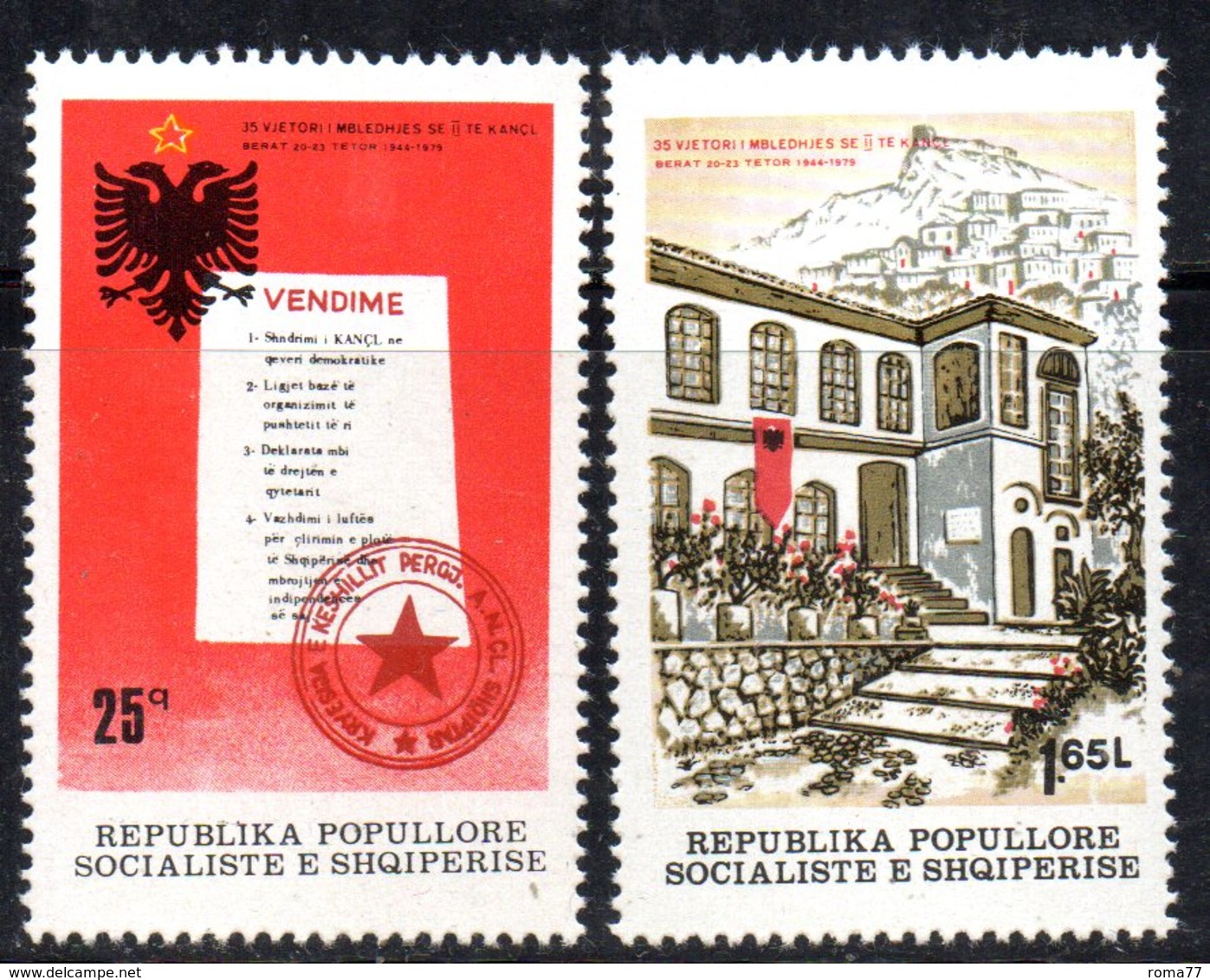 XP3968 - ALBANIA 1979 , Yvert Serie N. 1835/1836  ***  Congresso Antifascista - Albania