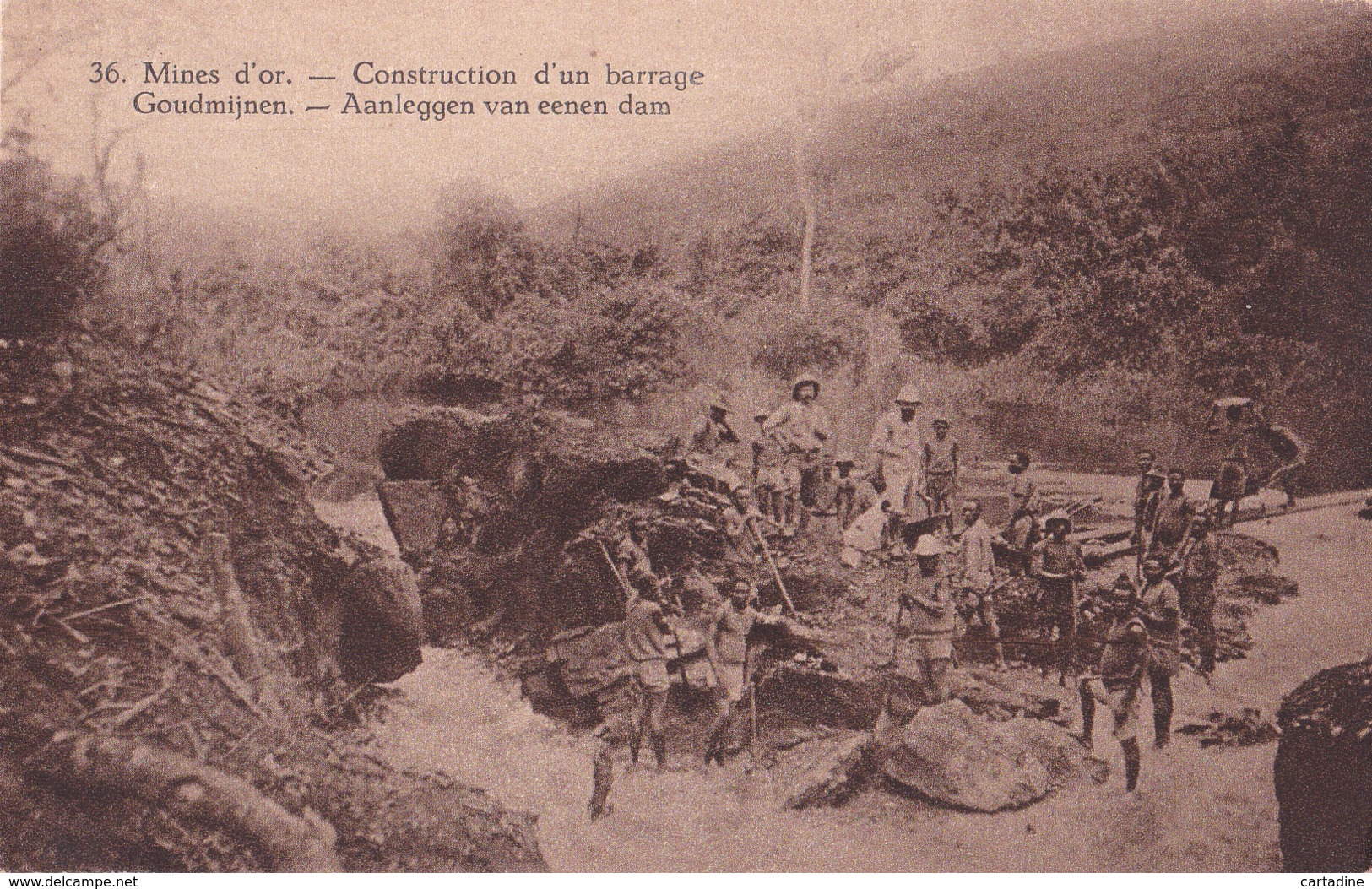 E.P. Congo - Ruanda-Urundi -  Mines D'Or Construction D'un Barrage / Goudmijnen Aanleggen Van Eenen Dam -  N°36 - 1928 - Entiers Postaux