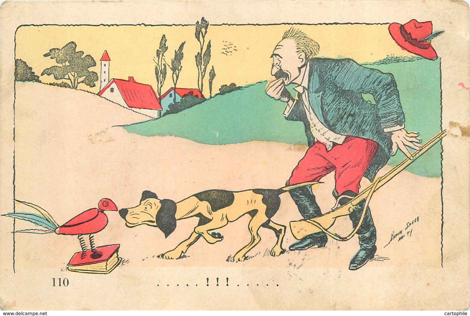 Illustrateur Xavier Sager - Chasseur Et Son Chien - Mars 1907 - Sager, Xavier