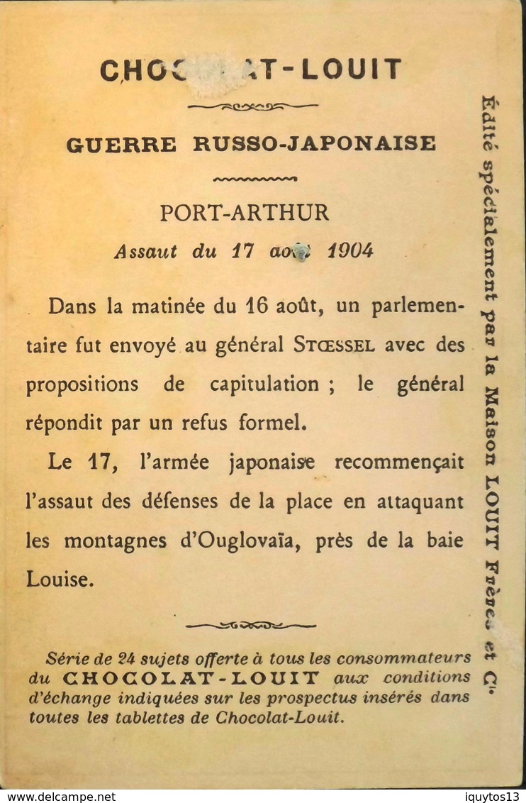 Chromo & Image > Chromo > - CHOCOLAT LOUIT - Port-Arthur Assaut Du 17 Août 1904 - En TB. état - Louit