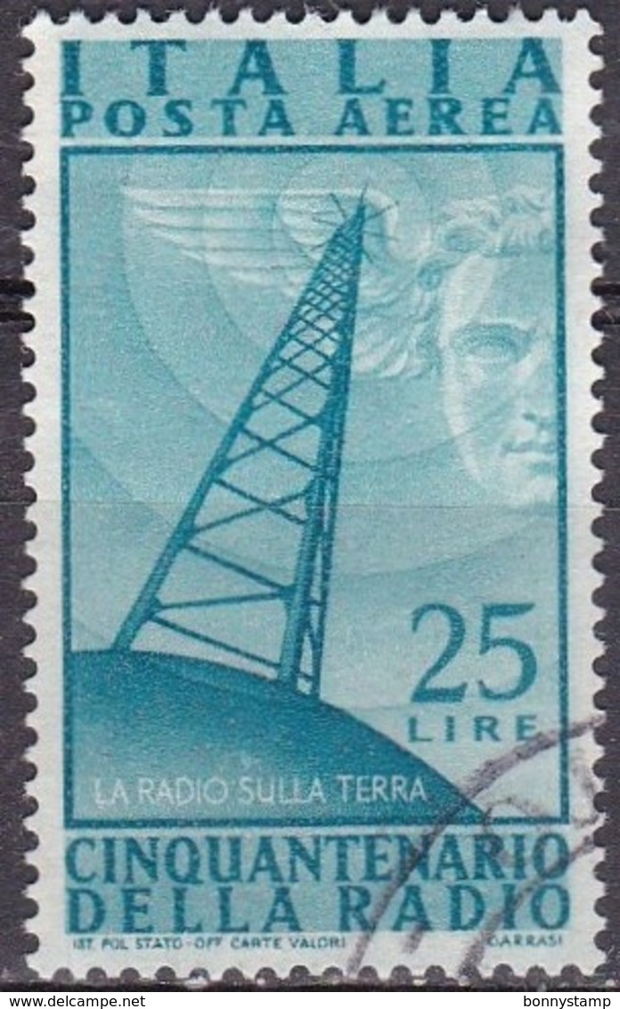 Repubblica Italiana, 1947 - 25 Lire Radio, Fil. R1 - Pos. SB -  Nr.16 Usato° - Varietà E Curiosità