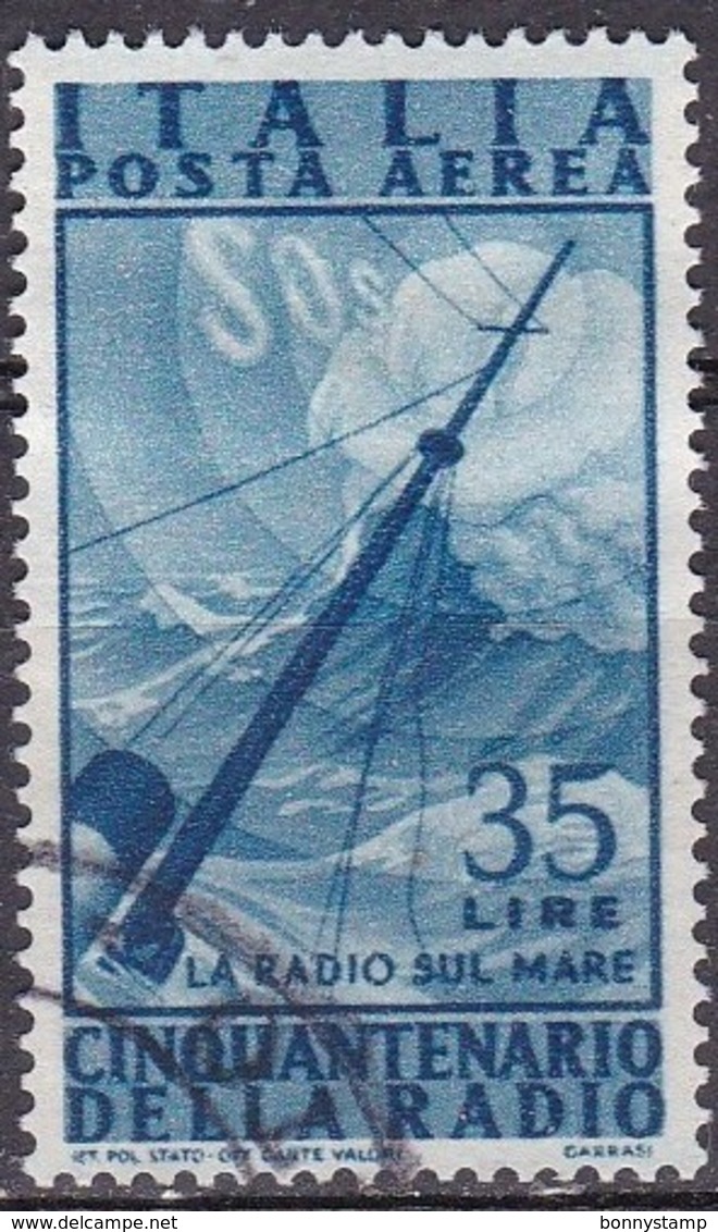 Repubblica Italiana, 1947 - 35 Lire Radio, Fil. R1 - Pos. SB -  Nr.17 Usato° - Varietà E Curiosità