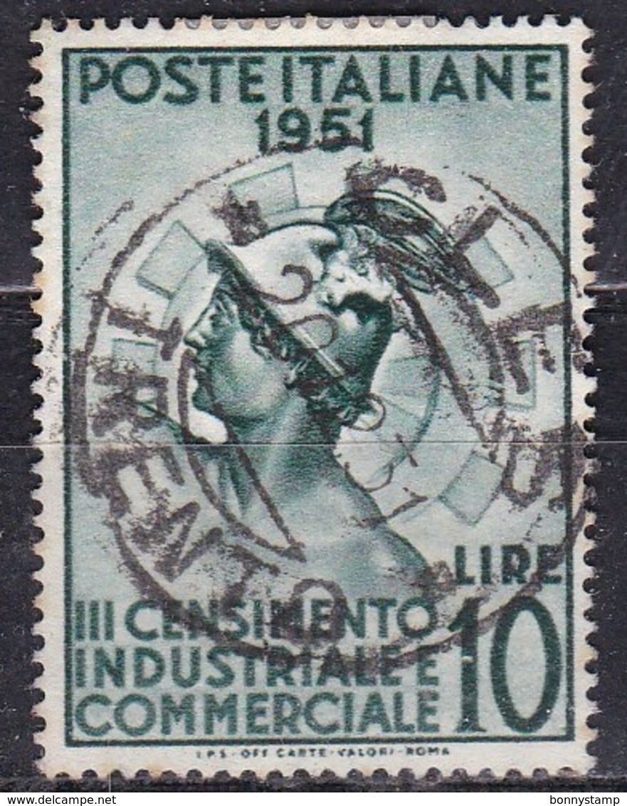 Repubblica Italiana, 1951 - 10 Lire Censimento, Fil. R1 - Pos. DB - Nr.166 Usato° - Varietà E Curiosità