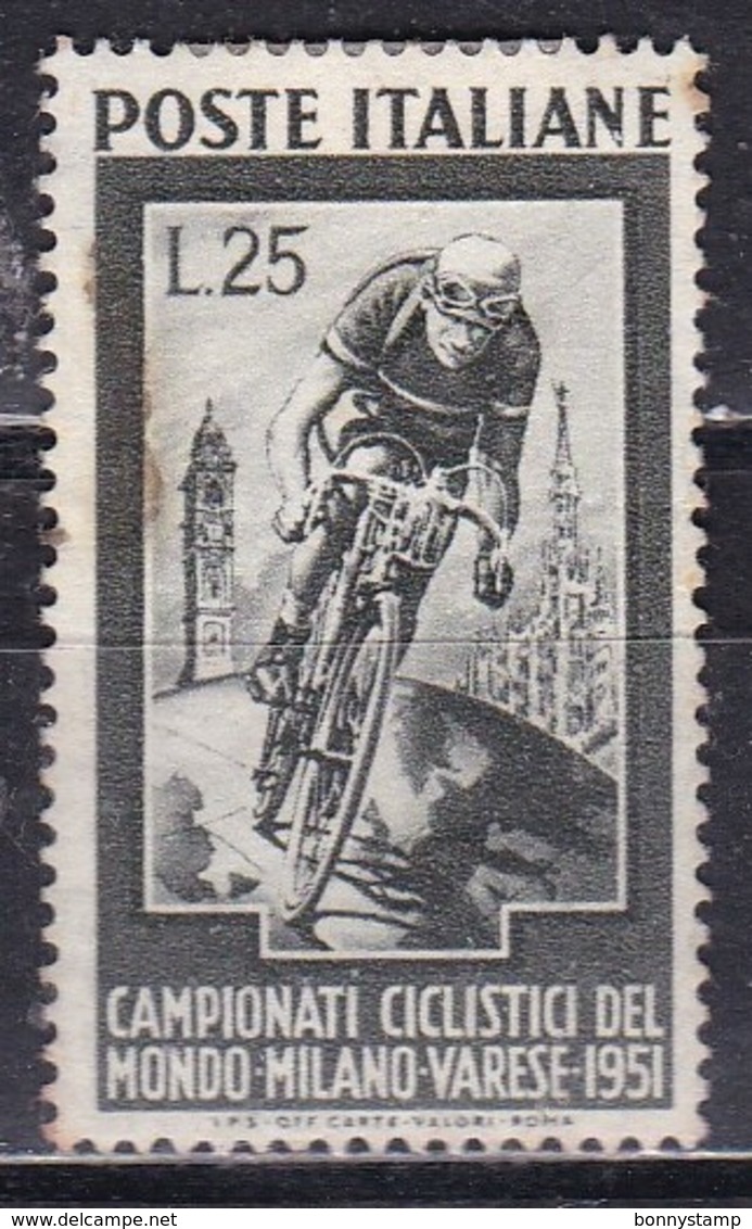 Repubblica Italiana, 1951 - 25 Lire Ciclismo, Fil. R1 - Pos. SA -  Nr.160 MLH* - Varietà E Curiosità