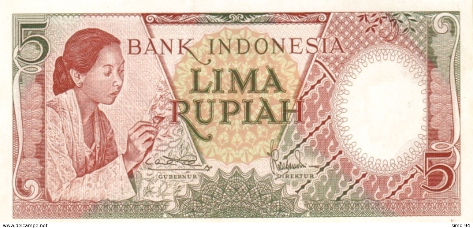 Indonesia P.55 5 Rupiah 1958  Unc - Indonésie