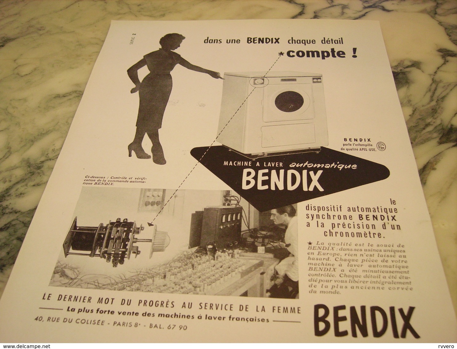 ANCIENNE  PUBLICITE  MACHINE A LAVER  BENDIX 1951 - Autres & Non Classés