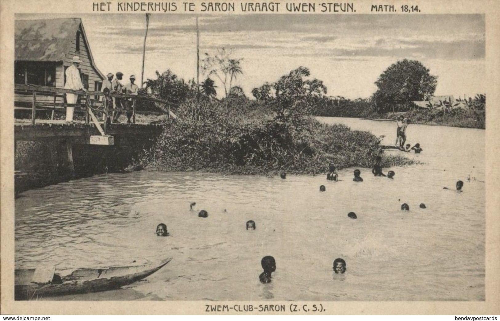 Suriname, PARAMARIBO, Swimming Club Saron, Child's Home (1920s) Mission Postcard - Surinam