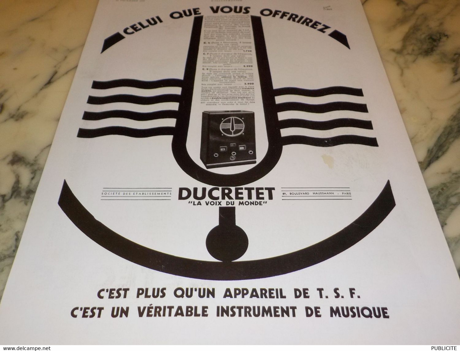 ANCIENNE PUBLICITE OFFRIR TSF  DUCRETET 1932 - Autres & Non Classés