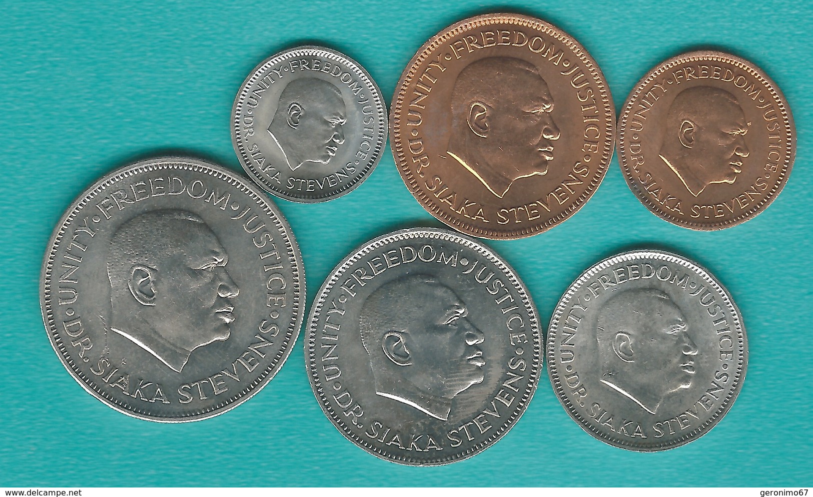 Sierra Leone - 1980 & 1984 - ½, 1, 5, 10, 20 & 50 Cents (KMs 25, 30-34) - Sierra Leona