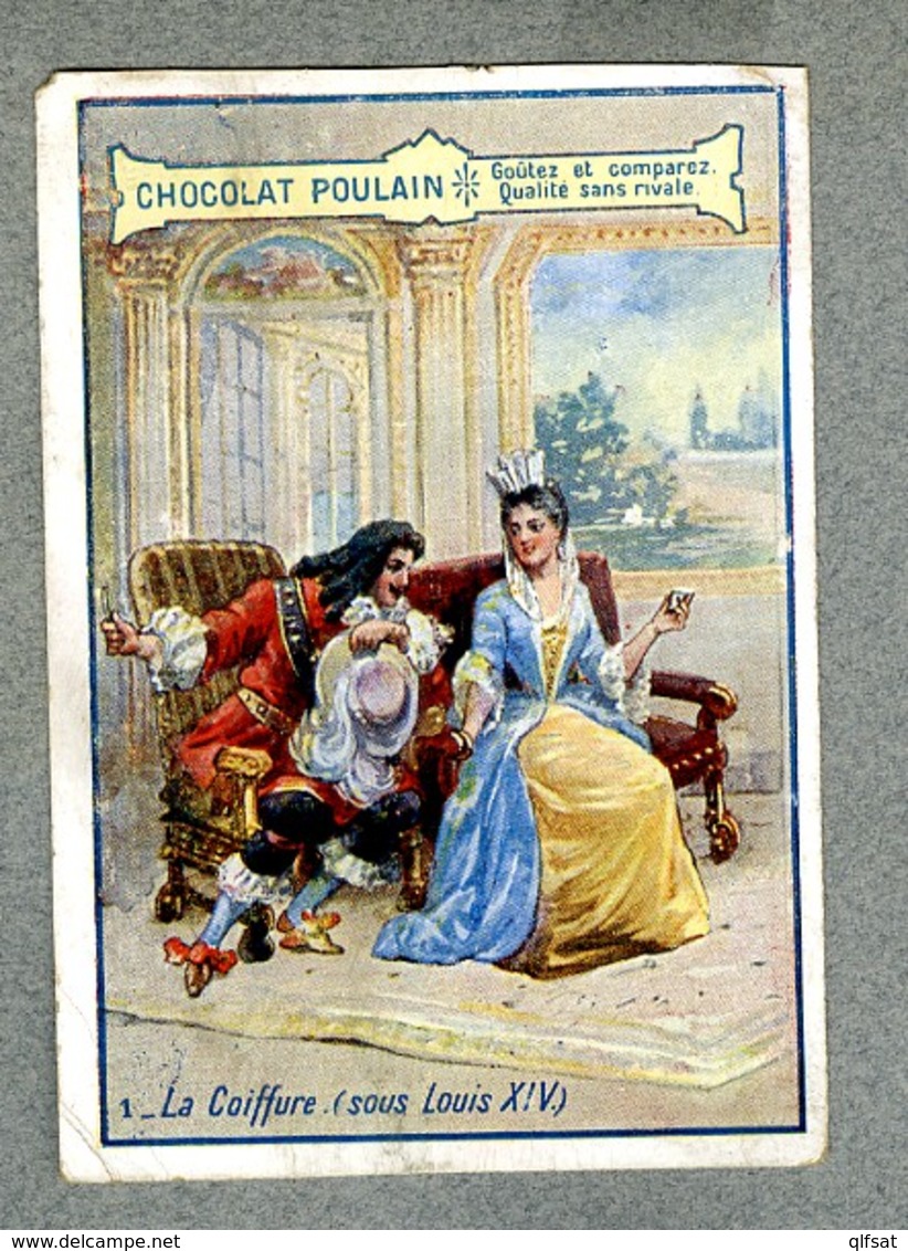 Chromo Poulain Coiffure Sous Louis XIV Hairstyle Mode Fashion Vintage Trade Card - Poulain