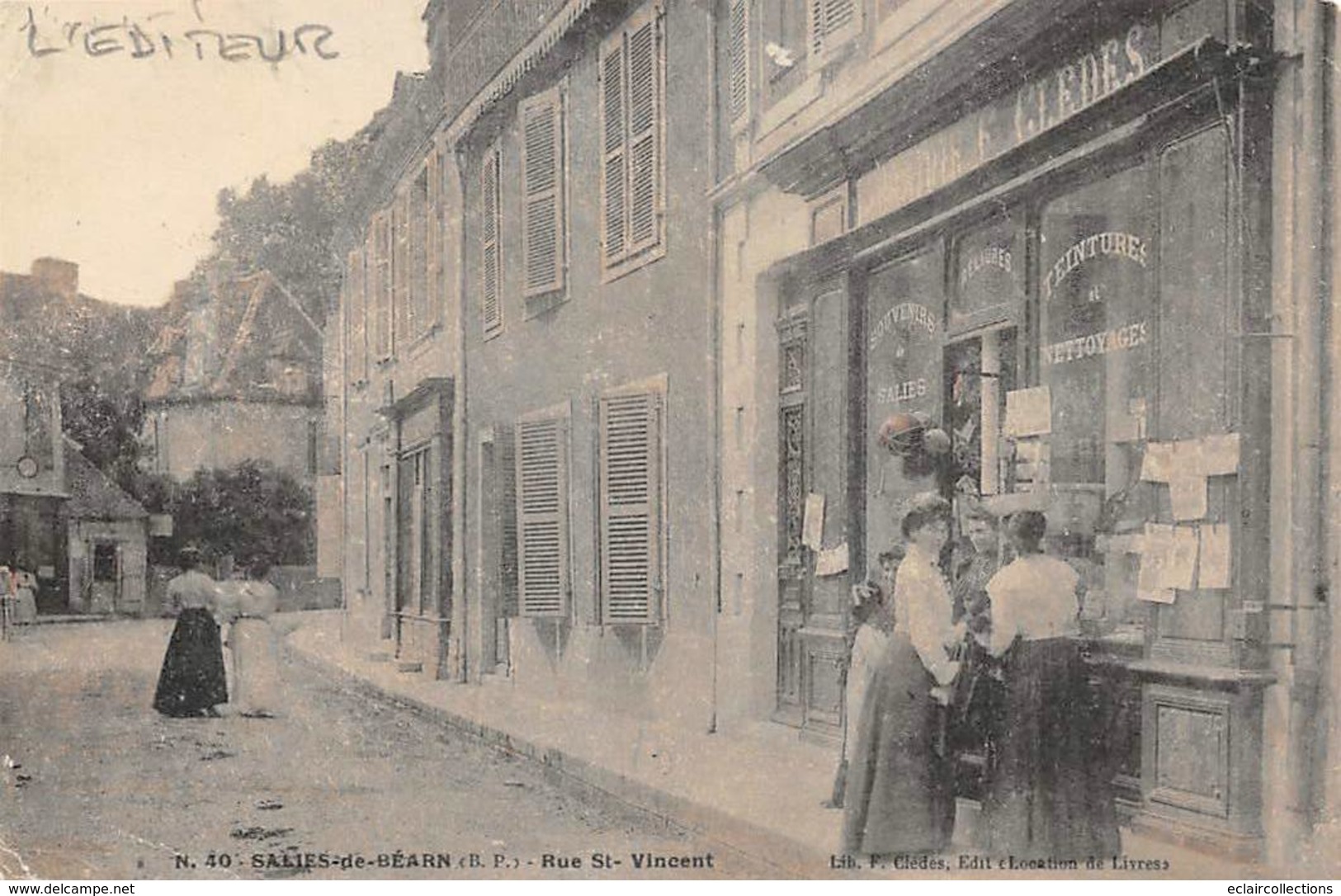 Salies De Béarn      64        Rue Saint Vincent. Librairie  Cledès  Editeur De La Carte De Son Magasin     (voir Scan) - Salies De Bearn