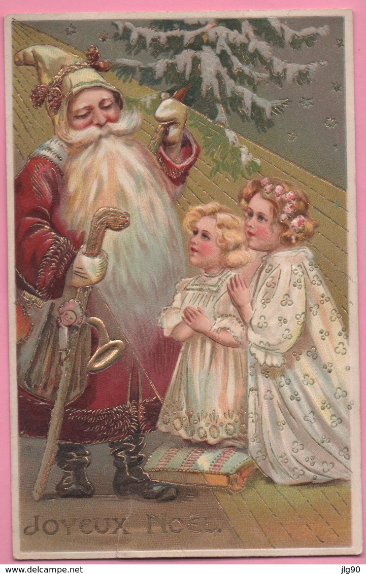 CPA Gauffrée Joyeux Noel Père-Noel Enfants Sapin 24-12-06 De Ste Marie Pour Désandans (25) - Santa Claus