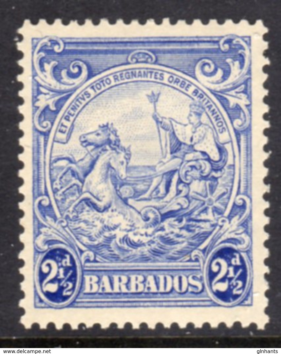 BARBADOS - 1938-1947 TWO PENCE HALFPENNY ULTRAMARINE DEFINITIVE 1938 COLONY SEAL PERF 13.5 X 13 REF A MINT MM * SG 251 - Barbados (...-1966)