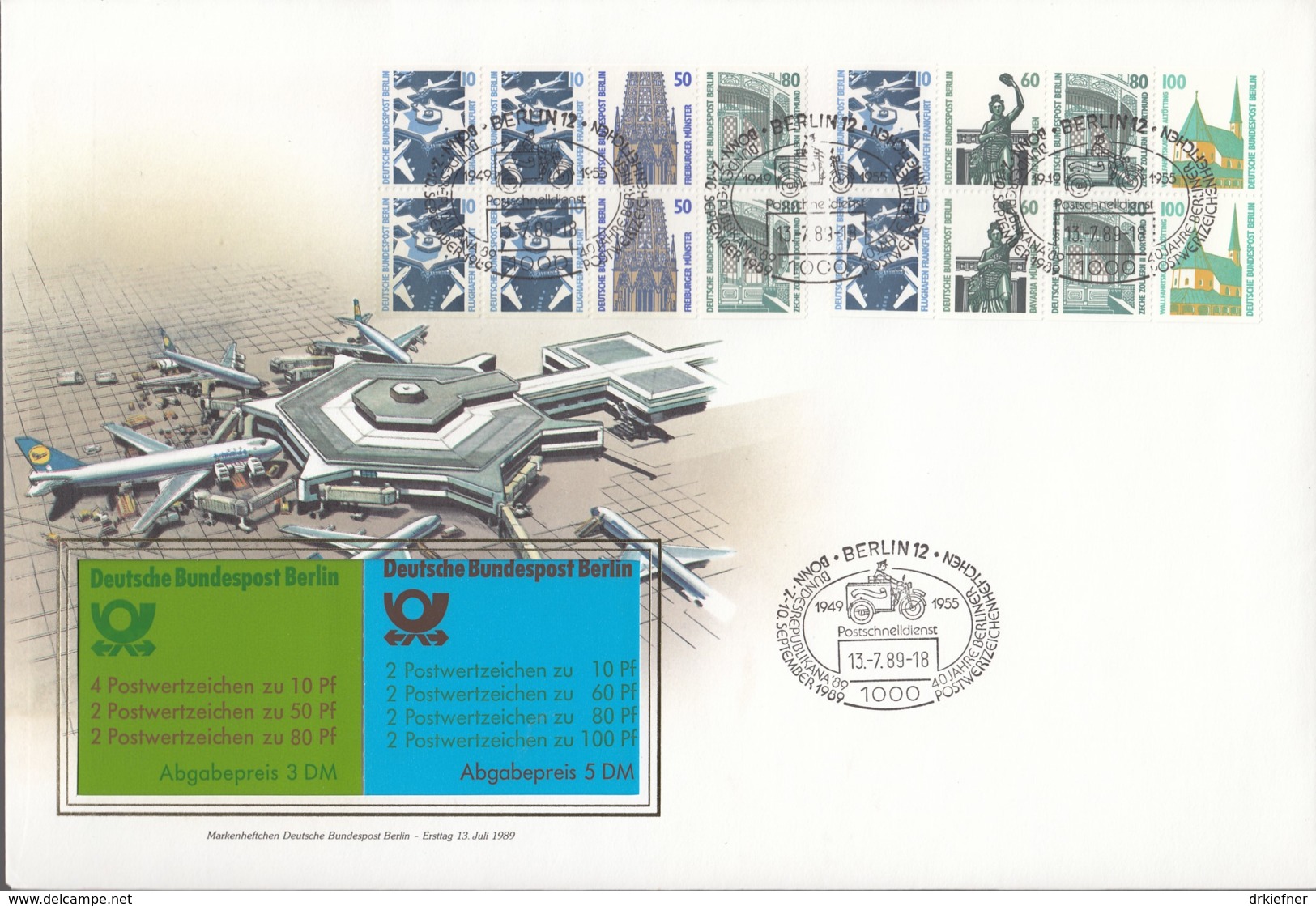 BERLIN  MH 14 + 15, FDC, Markenheftchen-Ersttagsbrief, Sehenswürdigkeiten 1989 - Markenheftchen