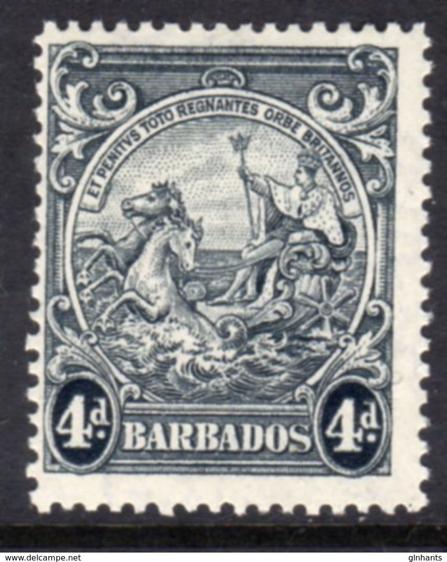 BARBADOS - 1938-1947 FOUR PENCE BLACK DEFINITIVE 1938 COLONY SEAL PERF 13.5 X 13 REF B MNH ** SG 253 - Barbados (...-1966)