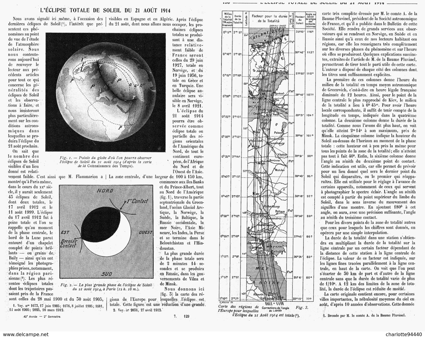 L'ECLIPSE TOTALE Du SOLEIL Du 21 AOUT  1914 - Astronomie