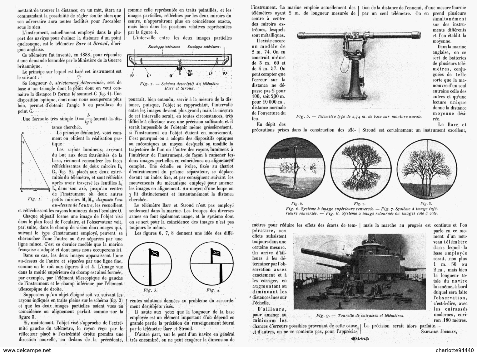 LE TELEMETRE " BARR Et STROUD " Et L'EVALUATION Des DISTANCES à La MER  1914 - Autres & Non Classés