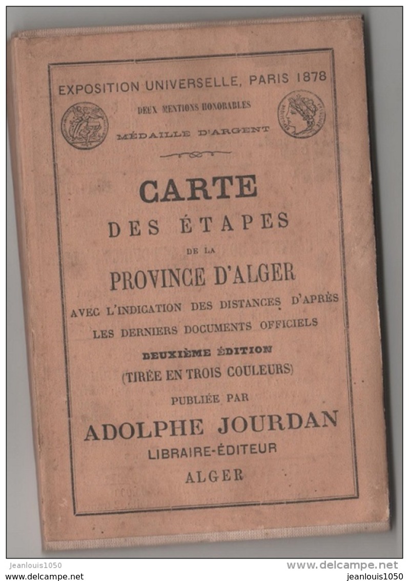 ALGERIE CARTE DES ETAPES DE LA PROVINCE D'ALGER 1881 - Cartes Géographiques
