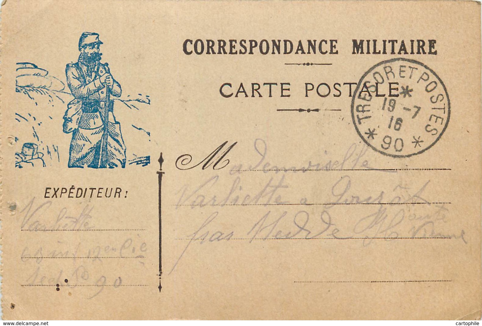 Carte De Franchise Militaire De 1916 Posté Pour Mme Varliette De Louzat Par Nedde (87) 63e Regiment D'infanterie - War 1914-18