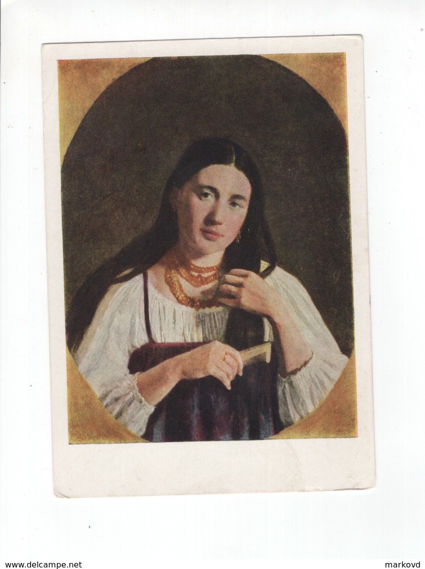 04914 Russia Artist Desyatov Lady With Amber Beads - Paintings