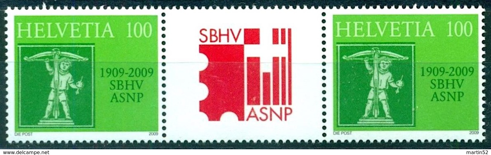Schweiz Suisse 2009: SBHV/ASN Im Paar Mit Zwischensteg En Paire Avec Pont Zu S92 Mi 2117 ** MNH (Zu CHF 6.00) - Se-Tenant